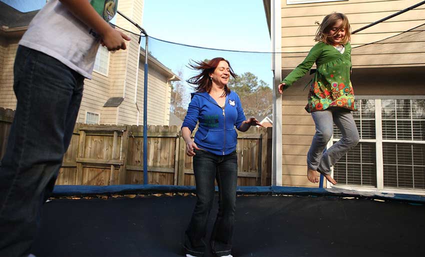 trampoline fun with childer