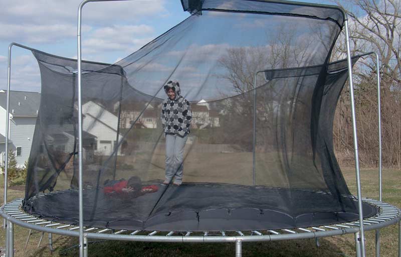 trampoline blowing away